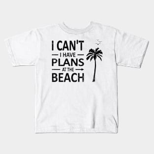 I cant I have plans at the BEACH palm tree coconut black Kids T-Shirt